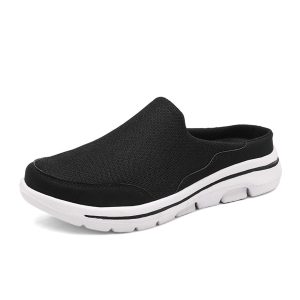 men's knit mule slippers | breathable, non slip soft sole | perfect for outdoor & home use